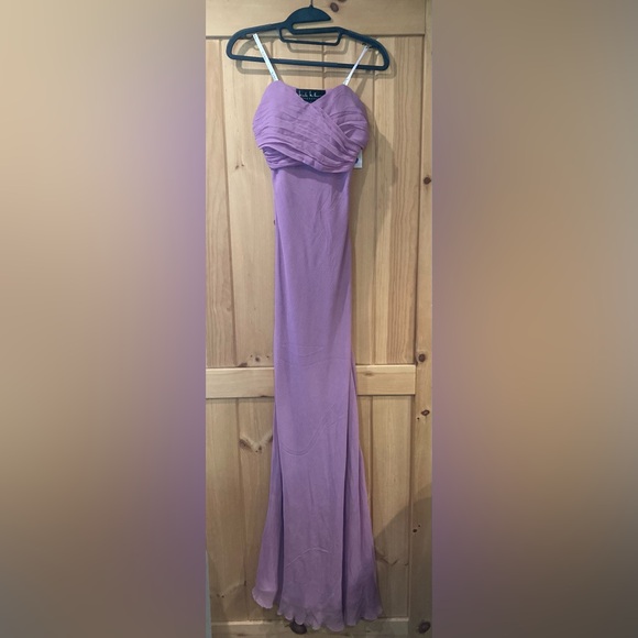 Nicole Miller Lilac Silk Maxi strapless Dress Size 8 NWT - Picture 2 of 9